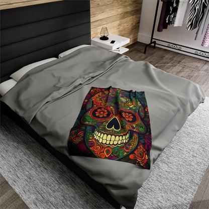 Retro Sugar Skull Velveteen Plush Blanket