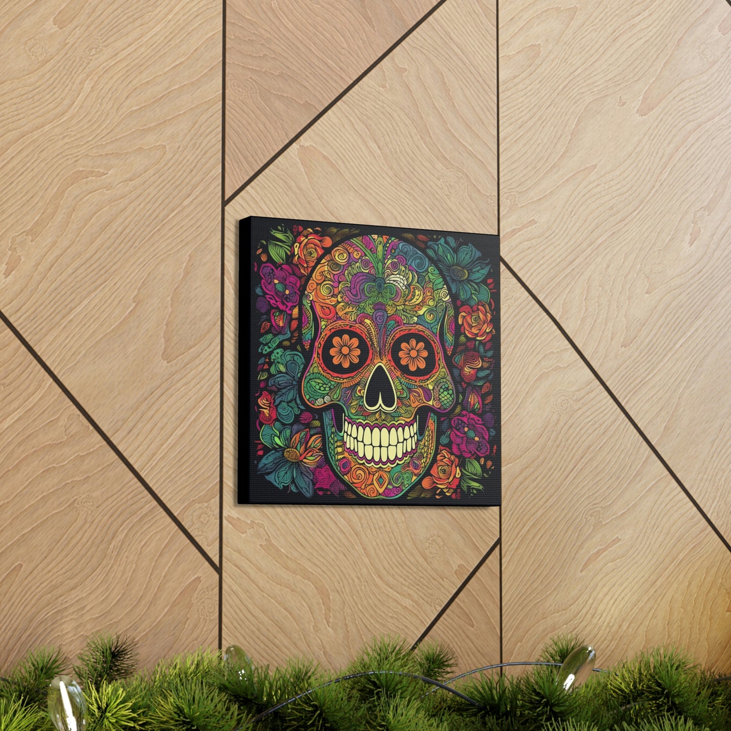 Retro Sugar Skull Canvas Gallery Wraps