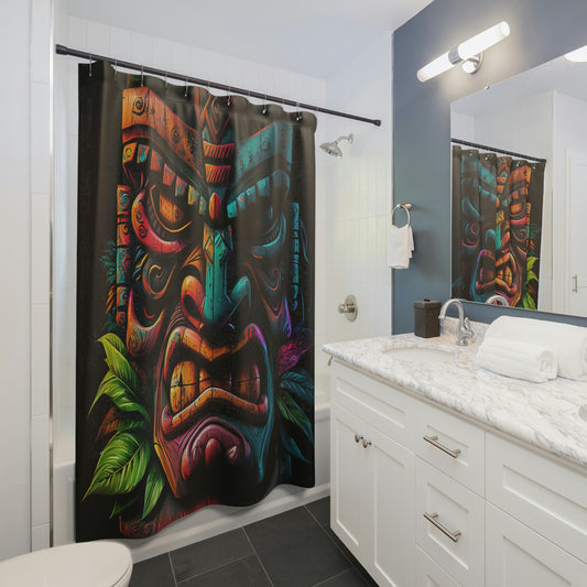 Two Face Tiki Shower Curtains