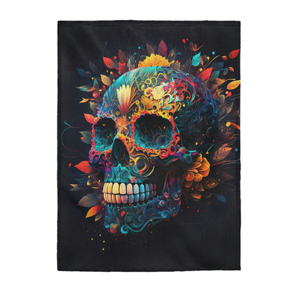 Blue Sugar Skull Velveteen Plush Blanket