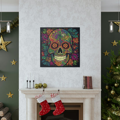 Retro Sugar Skull Canvas Gallery Wraps