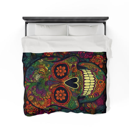 Retro Sugar Skull Velveteen Plush Blanket