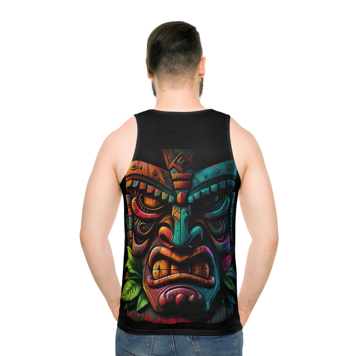 Two Face Tiki Unisex Tank Top (AOP)