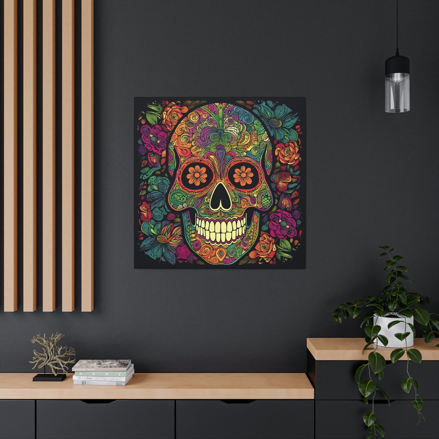 Retro Sugar Skull Canvas Gallery Wraps