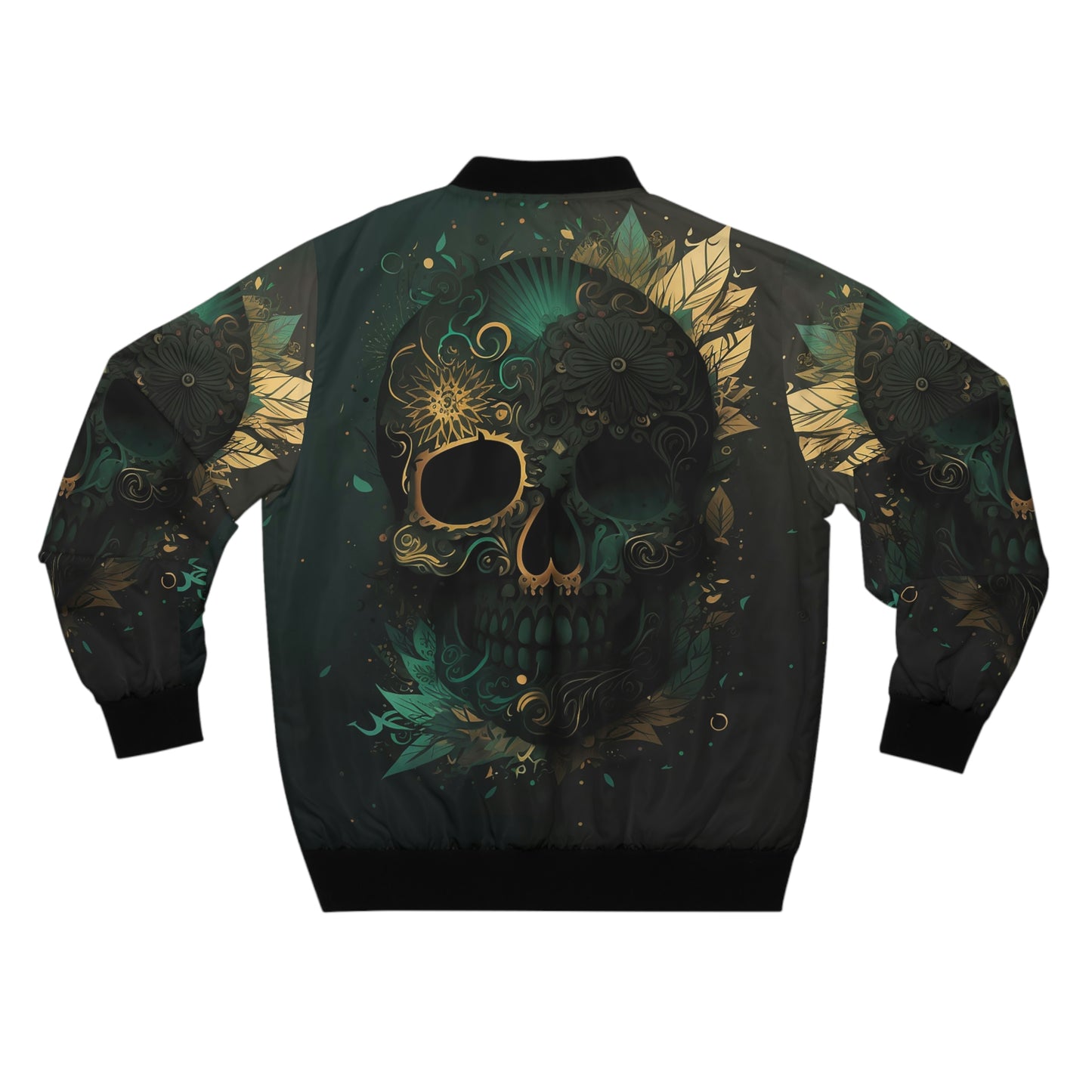 Green and Gold Skull Men's Bomber Jacket