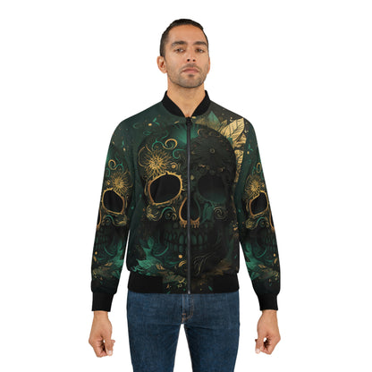 Green and Gold Skull Men's Bomber Jacket