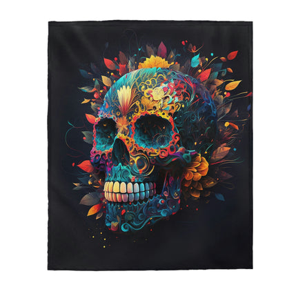 Blue Sugar Skull Velveteen Plush Blanket