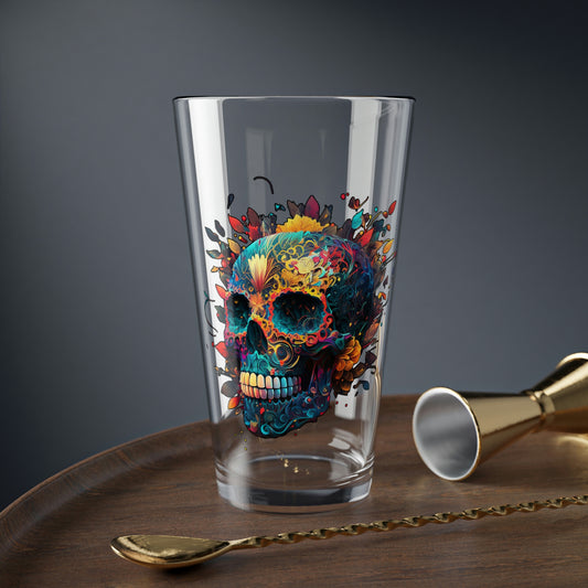 Blue Sugar Skull Mixing Glass, 16oz