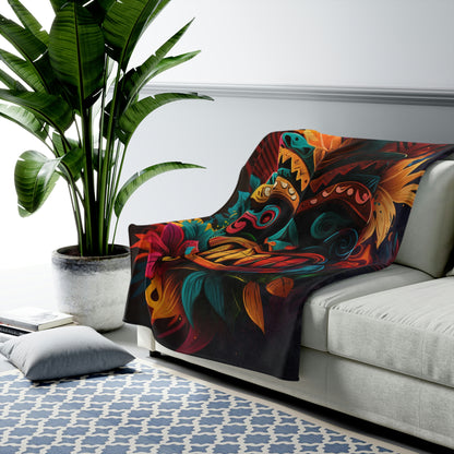 Feathered Tiki Velveteen Plush Blanket