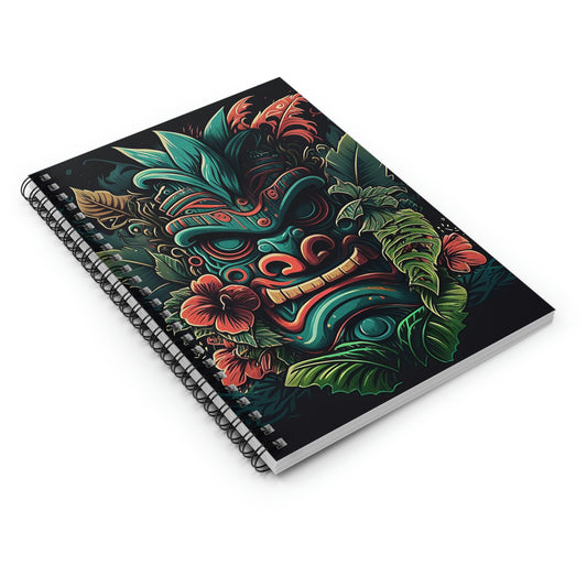 Green Tiki Spiral Notebook - Ruled Line