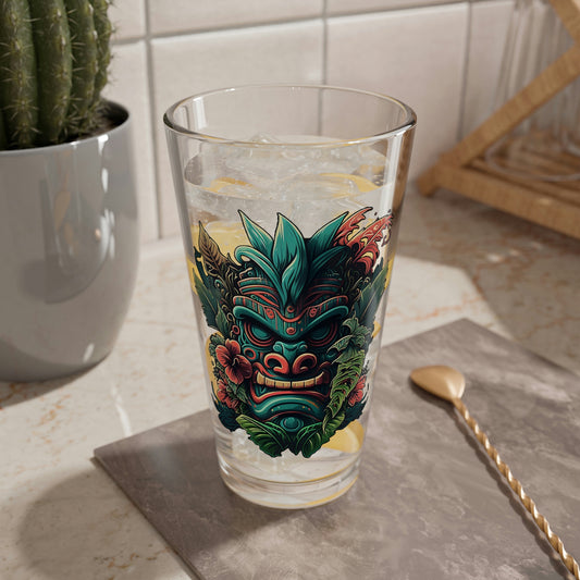 Green Tiki Mixing Glass, 16oz