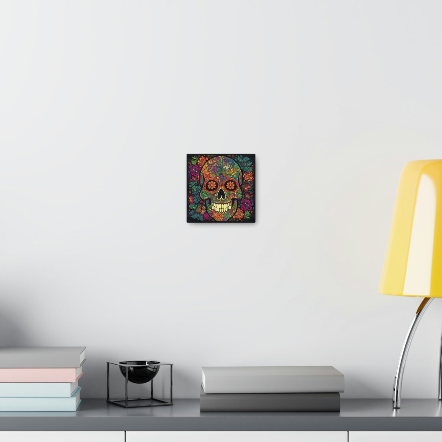 Retro Sugar Skull Canvas Gallery Wraps