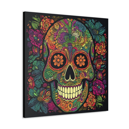 Retro Sugar Skull Canvas Gallery Wraps