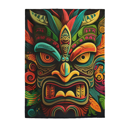 Horn Tiki Velveteen Plush Blanket