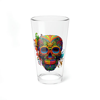 Neon Sugar Skull Mixing Glass, 16oz