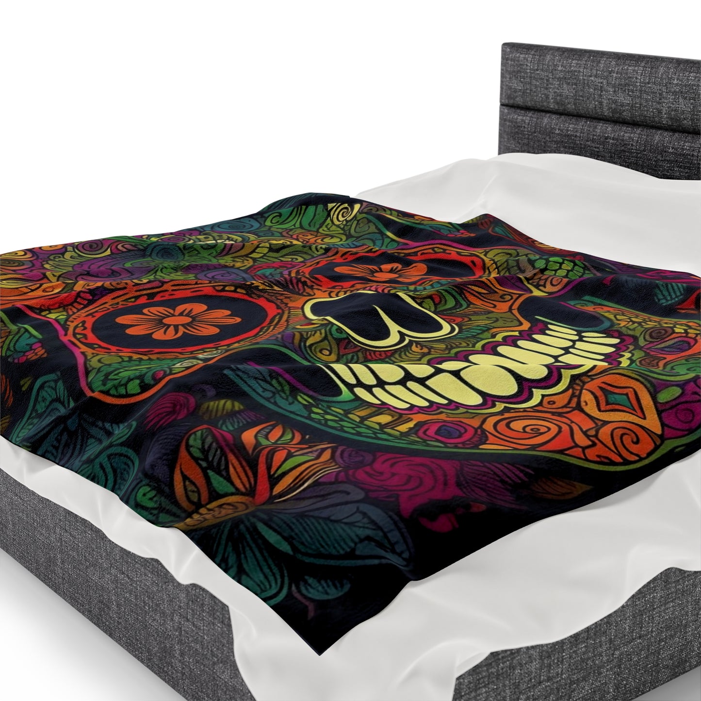 Retro Sugar Skull Velveteen Plush Blanket