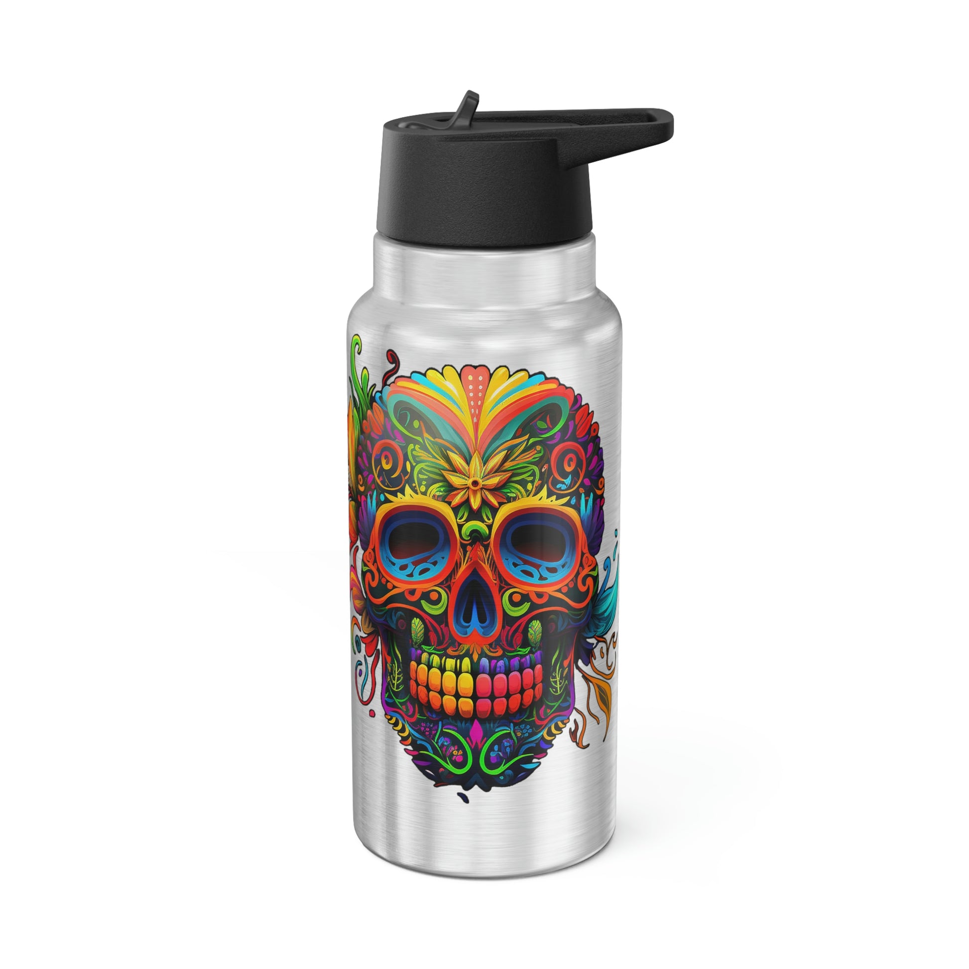 Sugar Skull 32 Oz Travel Tumbler With Lid and Straw 